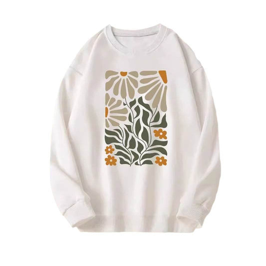 Flowers And Plants Round Neck Long Sleeve Sweater For Women - MYLUXURY LANE ENTERPRISE