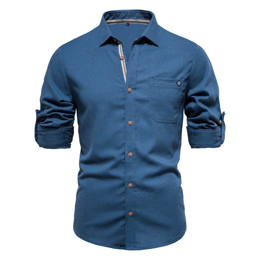 Men's Fashion Casual Lapel Long Sleeve Shirt - MYLUXURY LANE ENTERPRISE