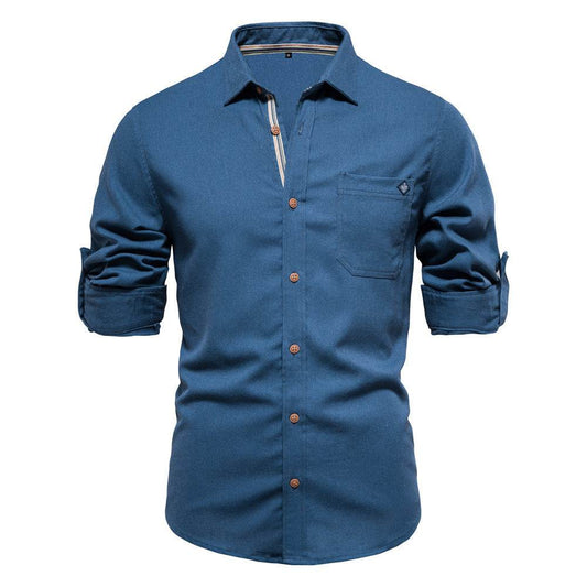 Men's Fashion Casual Lapel Long Sleeve Shirt - MYLUXURY LANE ENTERPRISE