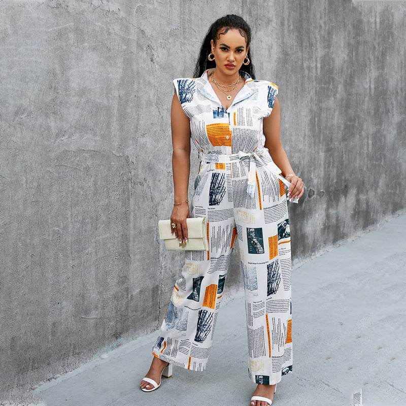 European And American Style Print Short Short Sleeve Fashion Slim Contrast Color Jumpsuit - MYLUXURY LANE ENTERPRISE