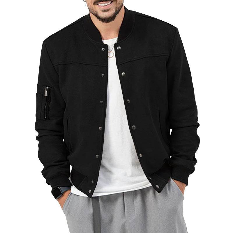 Suede Stand Collar Men's Button Cardigan - MYLUXURY LANE ENTERPRISE