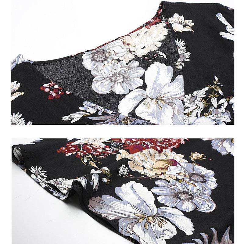 Floral Summer Beach Dress With V Neck Elastic Waist Dresses For Women - MYLUXURY LANE ENTERPRISE