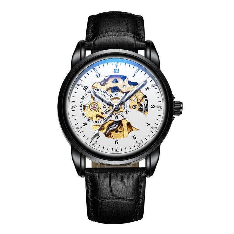 Men's Fashion Simple Leather Waterproof Luminous Mechanical Watch - MYLUXURY LANE ENTERPRISE