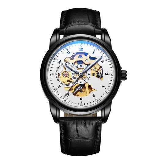 Men's Fashion Simple Leather Waterproof Luminous Mechanical Watch - MYLUXURY LANE ENTERPRISE