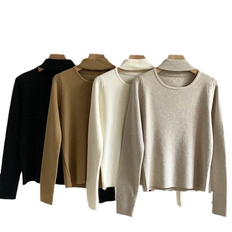 Women's Thick Design Halterneck Long-sleeved Knitwear - MYLUXURY LANE ENTERPRISE