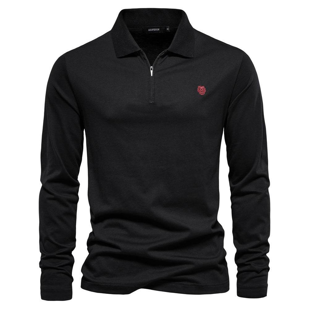 Men's Fashion Casual Solid Color Zipper And Lapel Cotton Top - MYLUXURY LANE ENTERPRISE