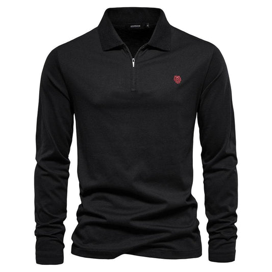 Men's Fashion Casual Solid Color Zipper And Lapel Cotton Top - MYLUXURY LANE ENTERPRISE