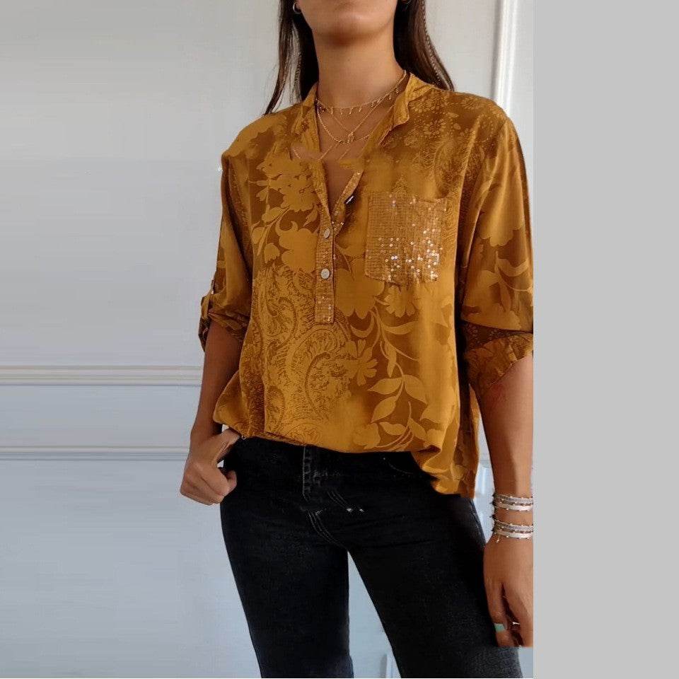 European And American Women's Clothing Fashion Elegant Printed Shirt Top - MYLUXURY LANE ENTERPRISE