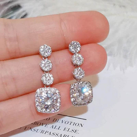 Light Luxury Fashionable New Geometric Square Micro-inlaid Full Diamond Earrings - MYLUXURY LANE ENTERPRISE