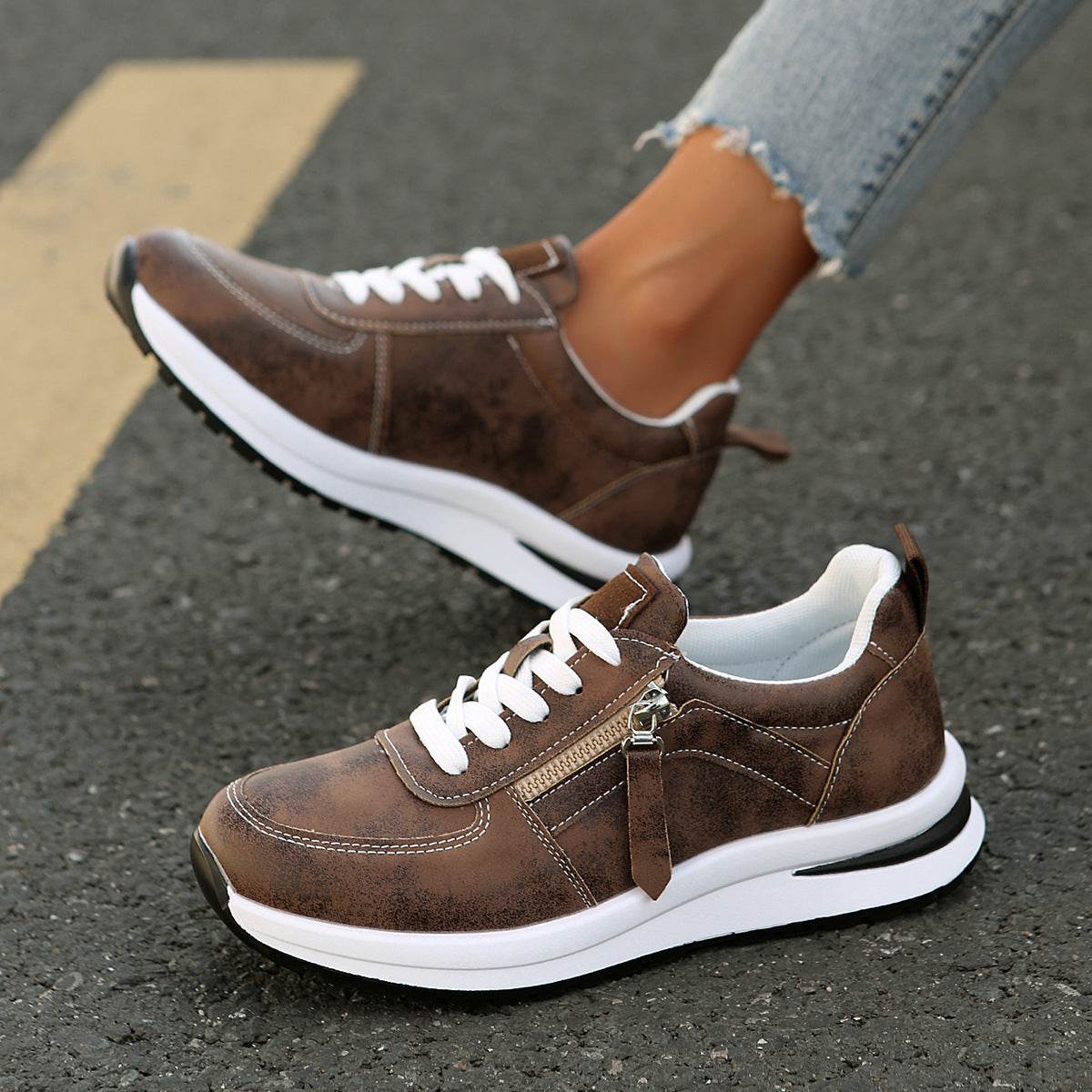 Fashion Solid Color Front Lace-up Women's Shoes - MYLUXURY LANE ENTERPRISE