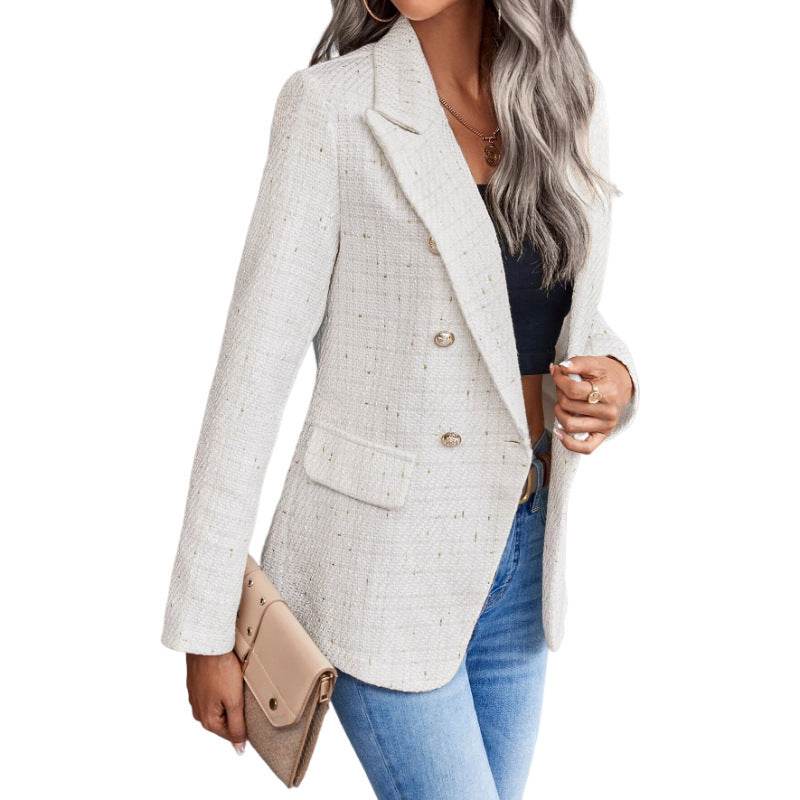 Women's Clothes Hot-selling Lapel Double Breasted Tweed Suit Jacket - MYLUXURY LANE ENTERPRISE