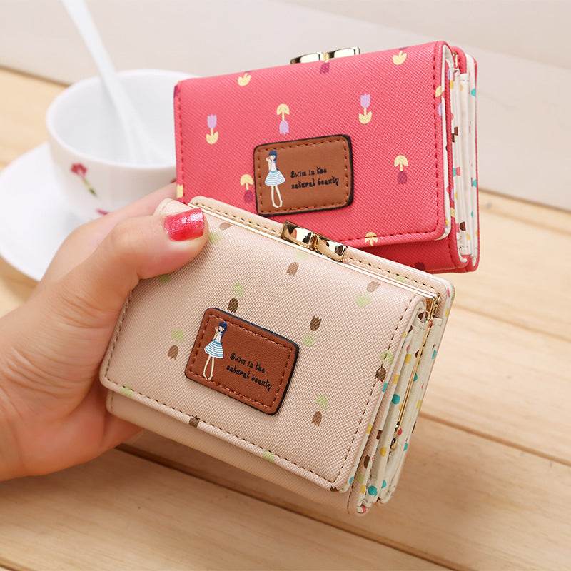Wallet High-grade PU Leather Three Fold Lady's Wallet Short Cute Mini Purse Female - MYLUXURY LANE ENTERPRISE