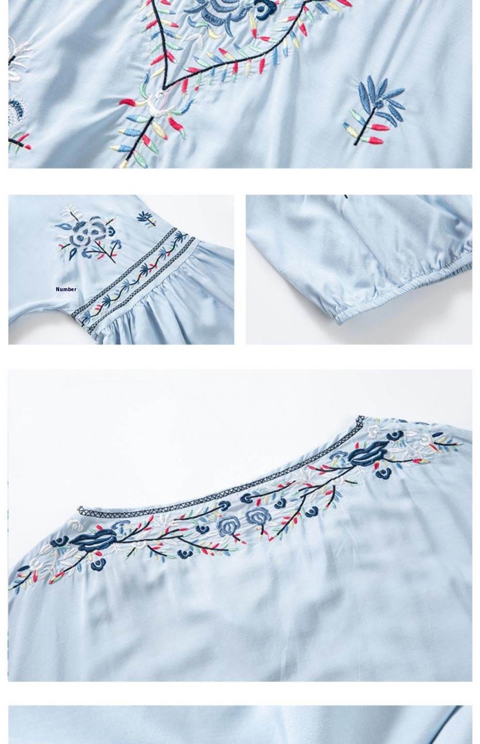 Women's Bohemian V-neck Lace-up Embroidered Top - MYLUXURY LANE ENTERPRISE