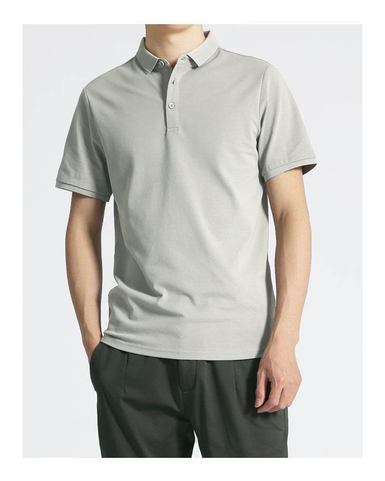 Solid Color Men's Business Short Sleeve Lapel T-shirt - MYLUXURY LANE ENTERPRISE