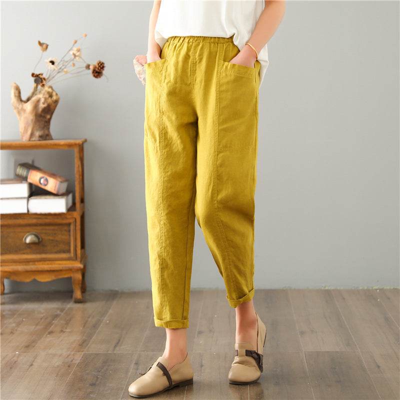 Women's Linen Leisure High Waist Loose Casual Pants - MYLUXURY LANE ENTERPRISE