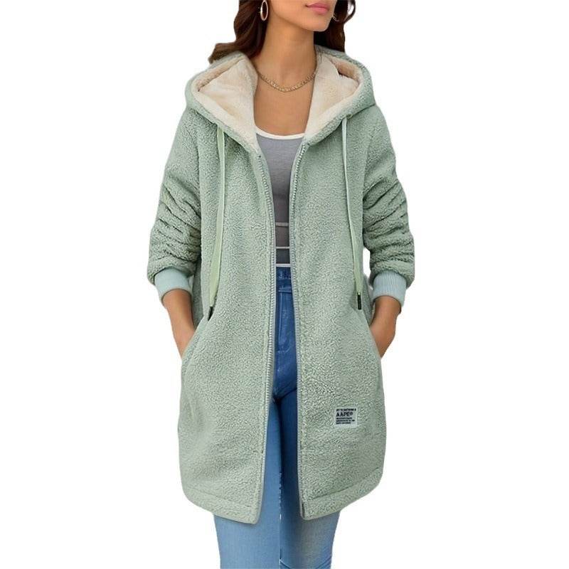 Fleece-lined Mid-length Cashmere Hoodie - MYLUXURY LANE ENTERPRISE