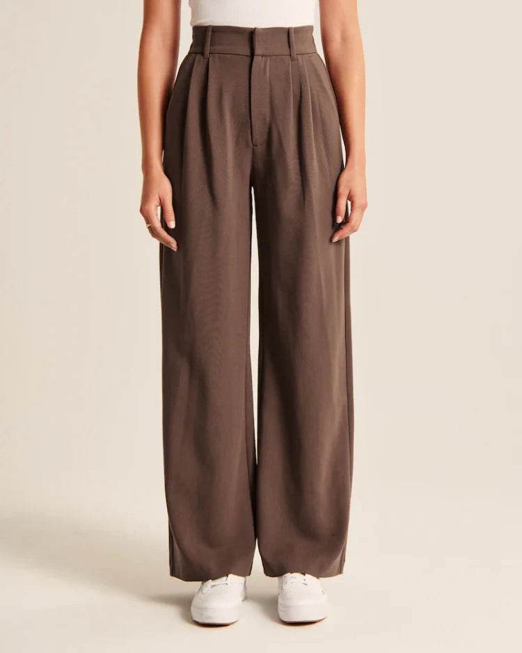 High Waist Straight Trousers With Pockets Wide Leg Casual Pants For Women - MYLUXURY LANE ENTERPRISE