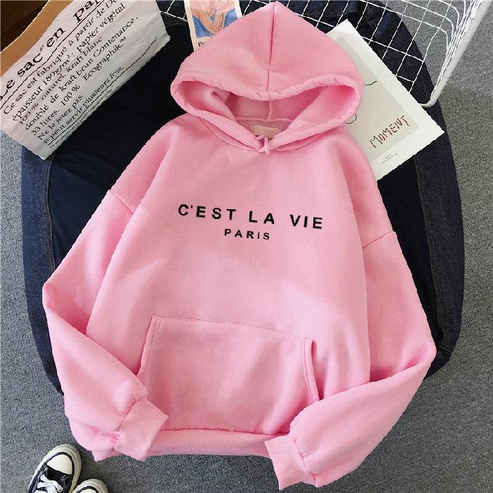 Loose Hooded Sweater Student Hoodie With Letter Print Sports Tops - MYLUXURY LANE ENTERPRISE