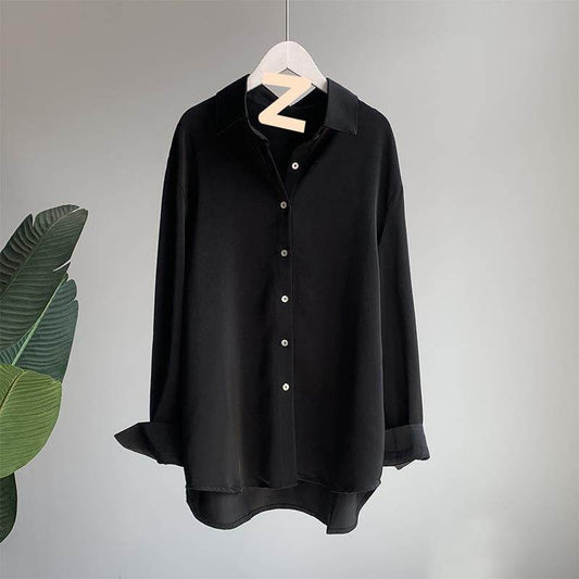 Women's Retro Fashion Satin Drape Long Sleeved Shirt - MYLUXURY LANE ENTERPRISE