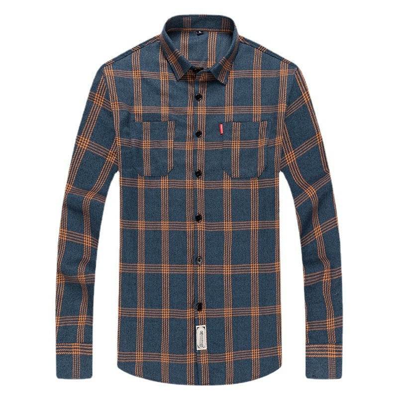 Men's Brushed Plaid Long Sleeve Shirt - MYLUXURY LANE ENTERPRISE