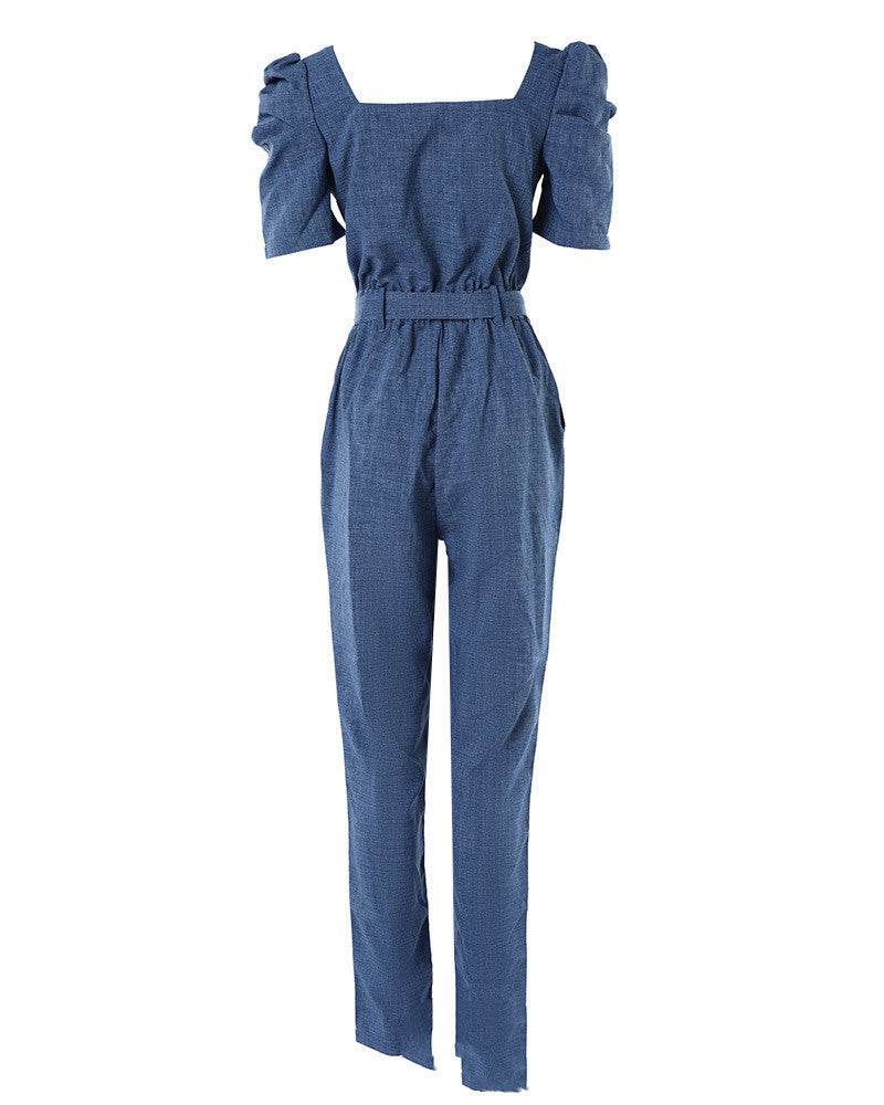 European And American Puff Sleeve Lace-up Jumpsuit Women - MYLUXURY LANE ENTERPRISE