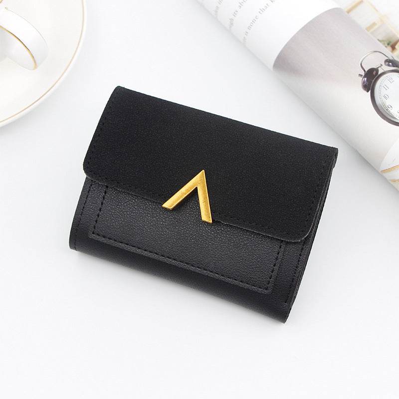 Simple Bronze Gold V-shaped Ladies Short Wallet - MYLUXURY LANE ENTERPRISE