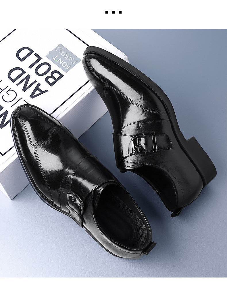 Casual Men's Buckle Color-changing Embroidered Leather Shoes - MYLUXURY LANE ENTERPRISE
