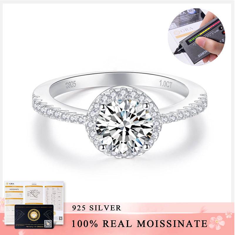 Round Bag Full Diamond S925 Silver 18K Gold Plating Mosanite Diamond Ring Female - MYLUXURY LANE ENTERPRISE