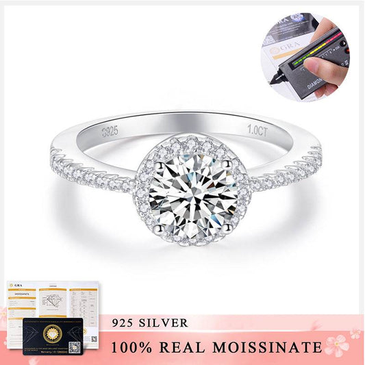 Round Bag Full Diamond S925 Silver 18K Gold Plating Mosanite Diamond Ring Female - MYLUXURY LANE ENTERPRISE