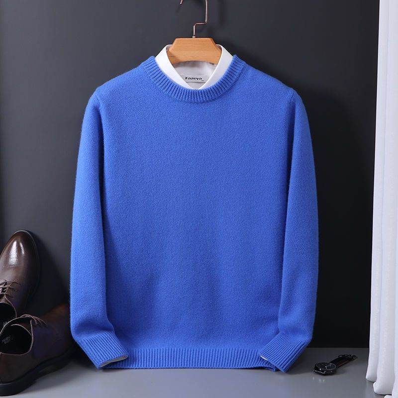 Round Neck Sweater Men's Loose Oversized Knit Bottoming Shirt - MYLUXURY LANE ENTERPRISE