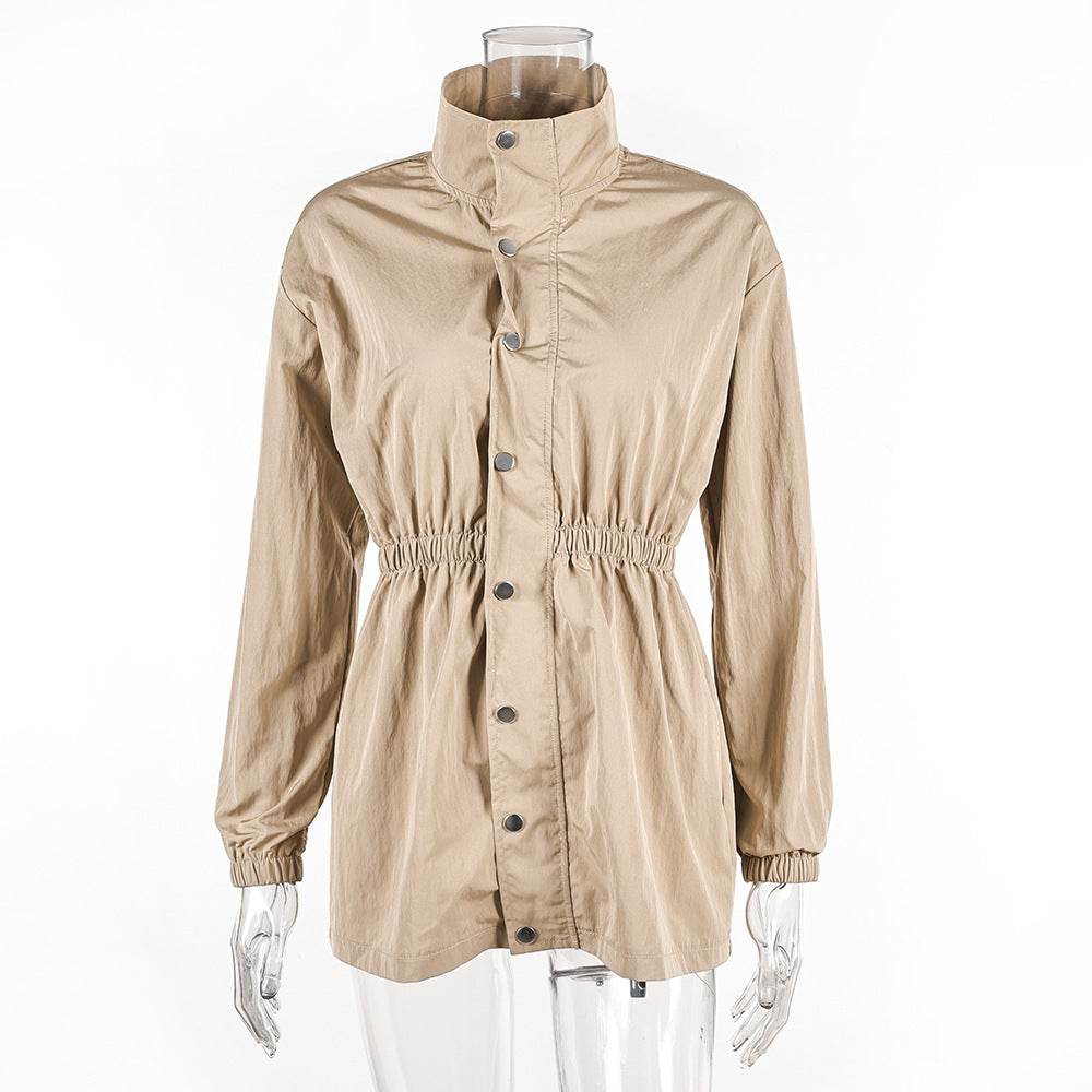 Women's Zippered Casual Mid Length Waist Windproof Jacket - MYLUXURY LANE ENTERPRISE