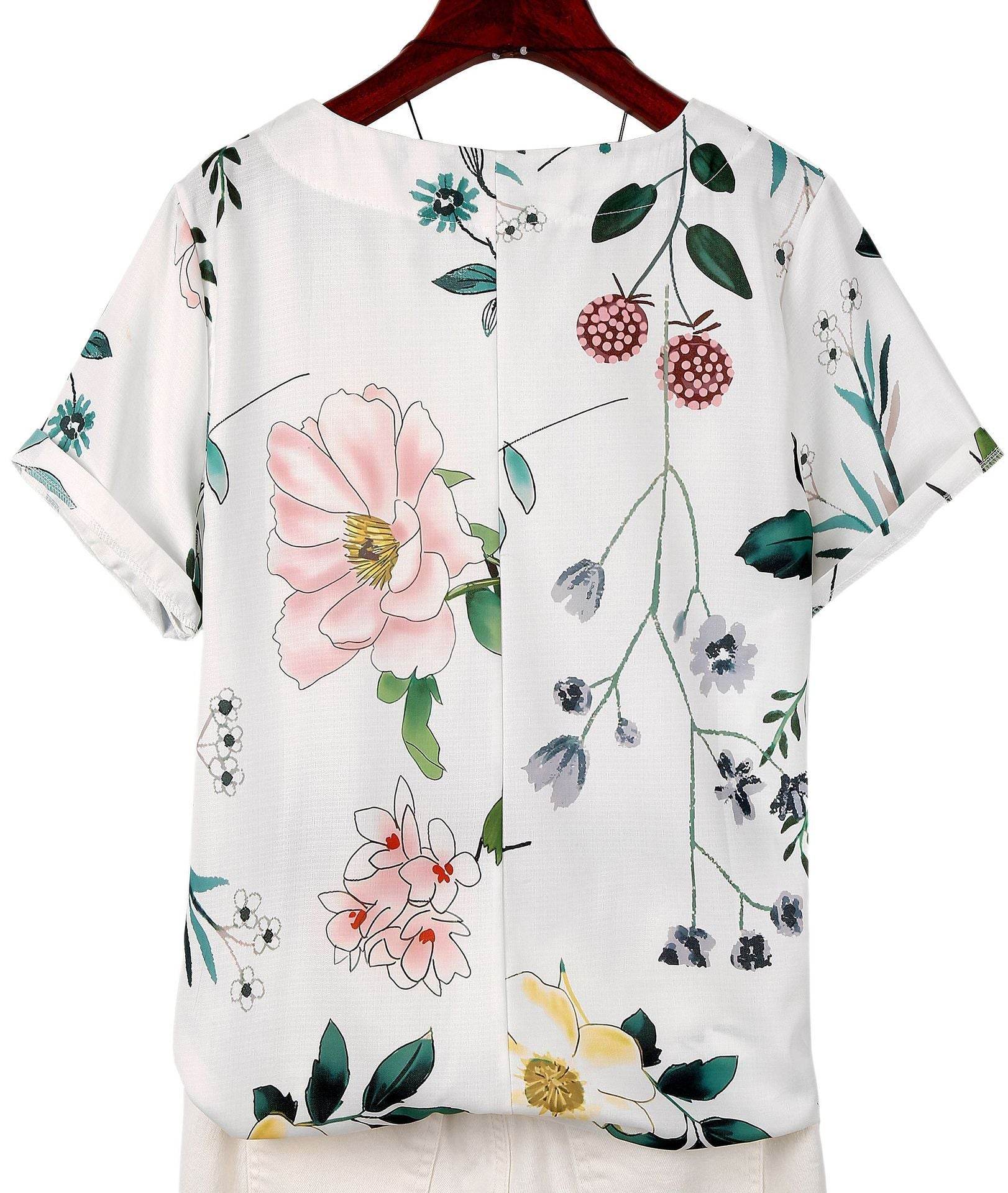 Retro Cotton And Linen Printed Loose Casual Shirt Short-sleeved T-shirt For Women - MYLUXURY LANE ENTERPRISE