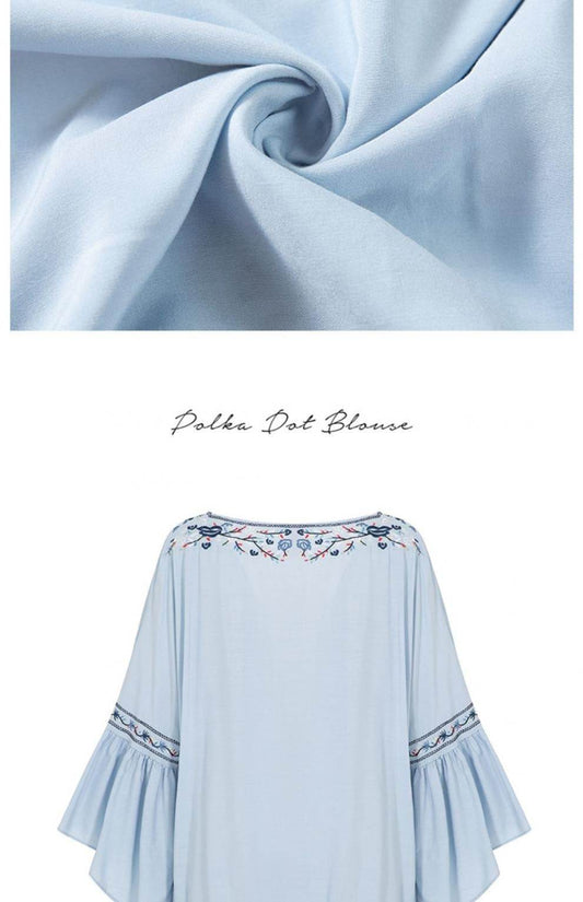 Women's Bohemian V-neck Lace-up Embroidered Top - MYLUXURY LANE ENTERPRISE