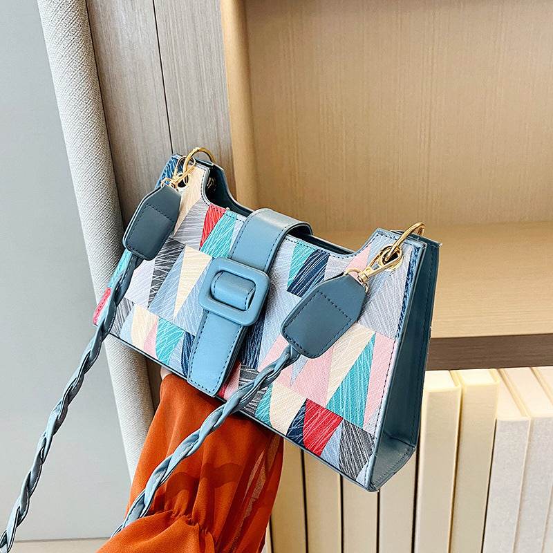 New Popular Contrast Color PU Bag Female Summer Casual - MYLUXURY LANE ENTERPRISE
