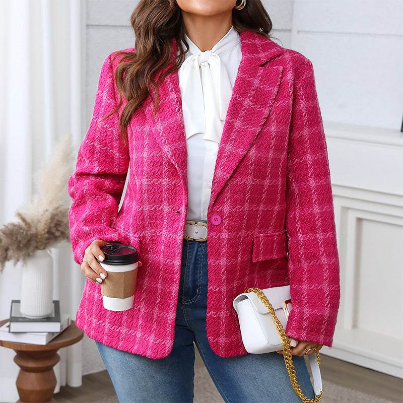 Temperament Commute Plaid Plus Size Coat - MYLUXURY LANE ENTERPRISE