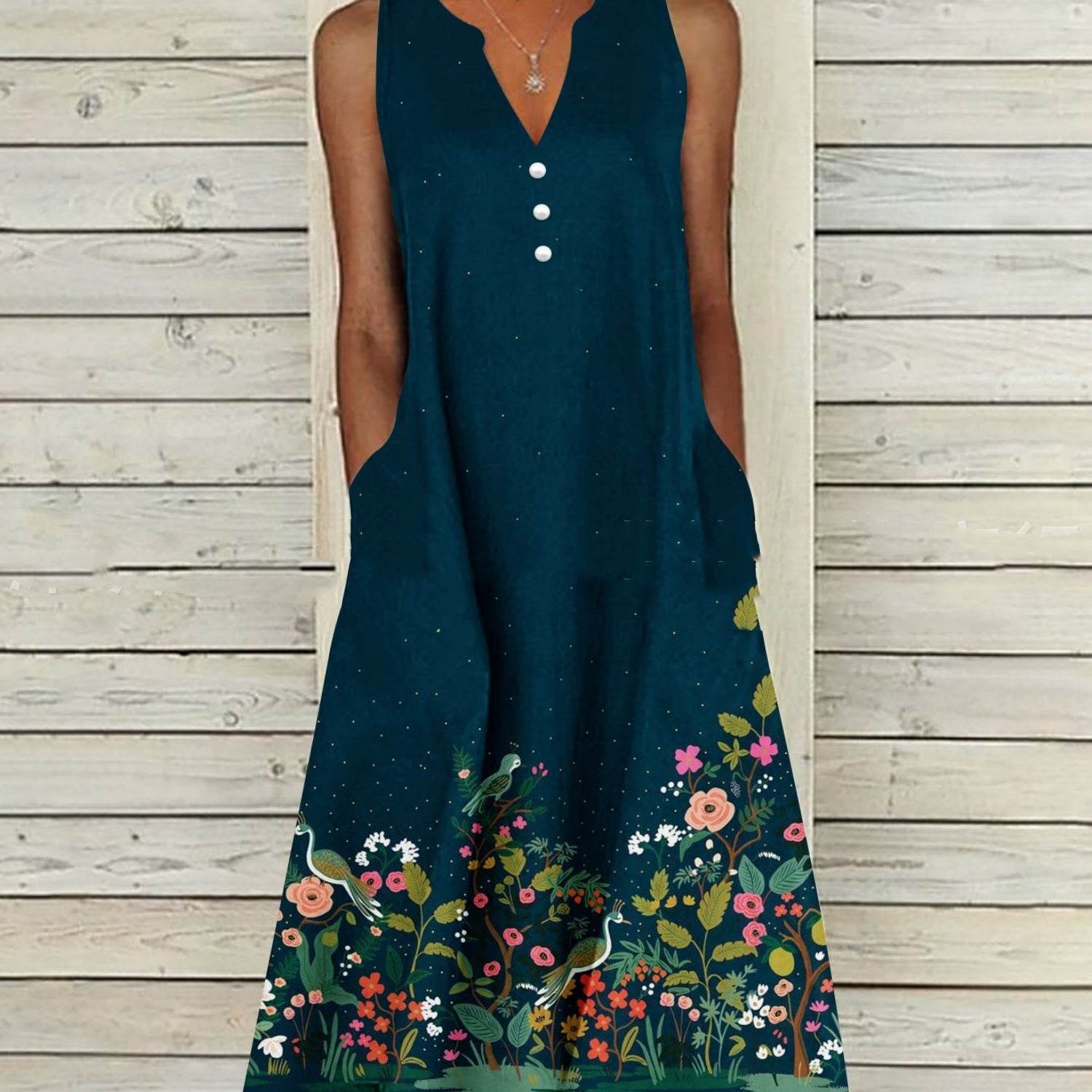 Ladies Sleeveless Printed Long Dress - MYLUXURY LANE ENTERPRISE