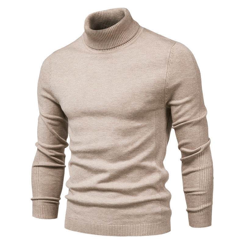 Men's Solid Color Slim Pullover Turtleneck Sweater Winter Casual Tops Clothing - MYLUXURY LANE ENTERPRISE