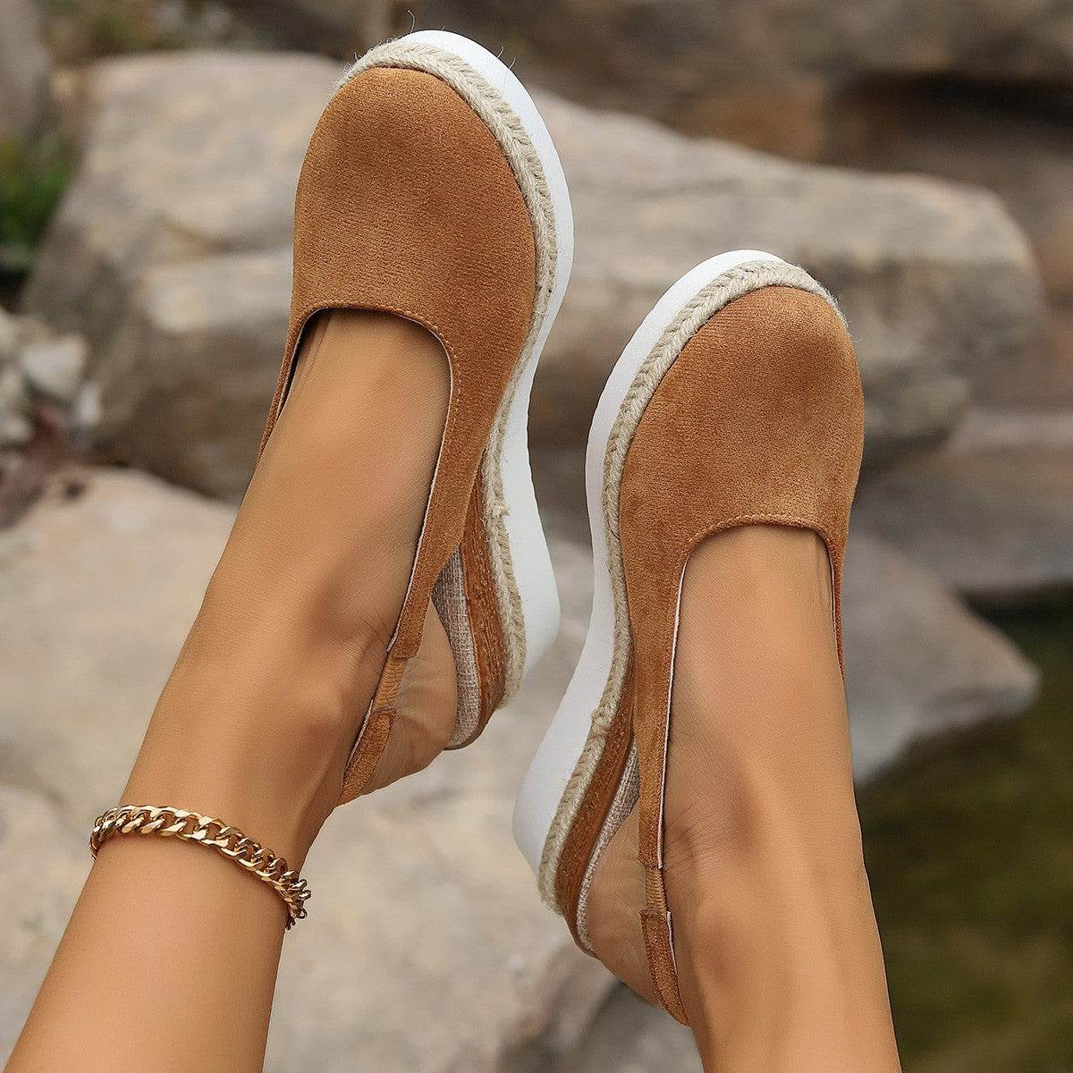 Solid Color Round Toe Women's Platform Plus Size Sandals - MYLUXURY LANE ENTERPRISE