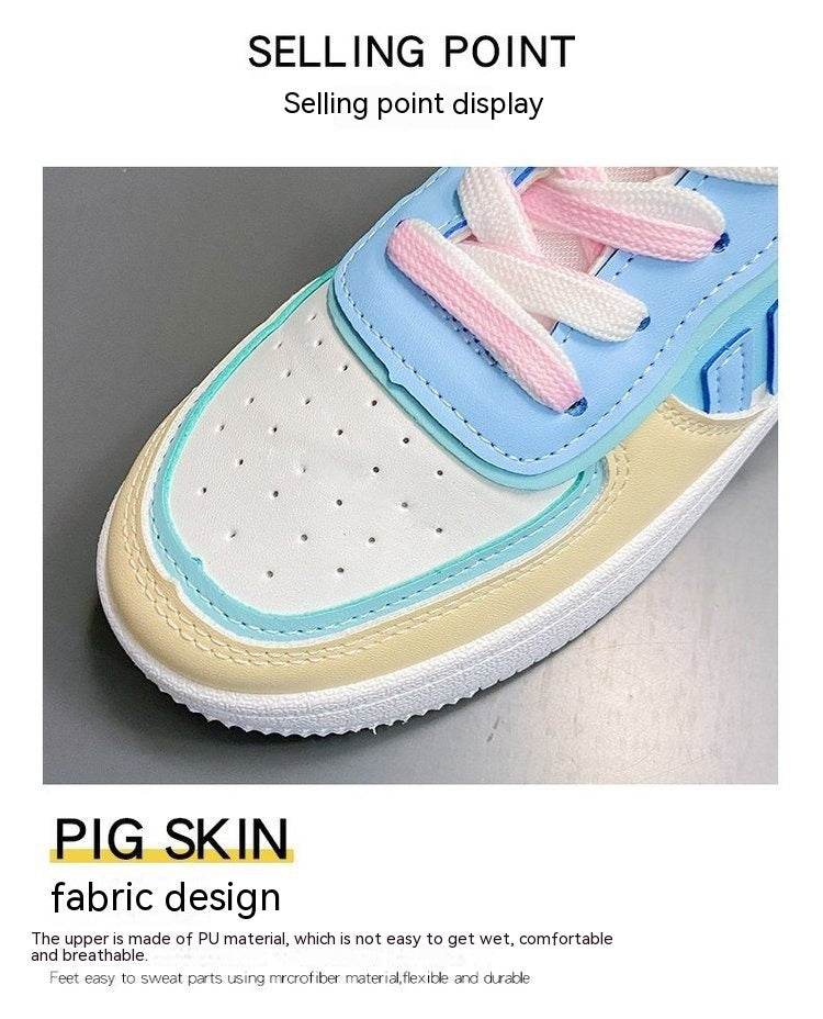 Soft Girl Flat Color-blocking Sneaker Street Shooting Casual Easy Wear Borad Shoe - MYLUXURY LANE ENTERPRISE