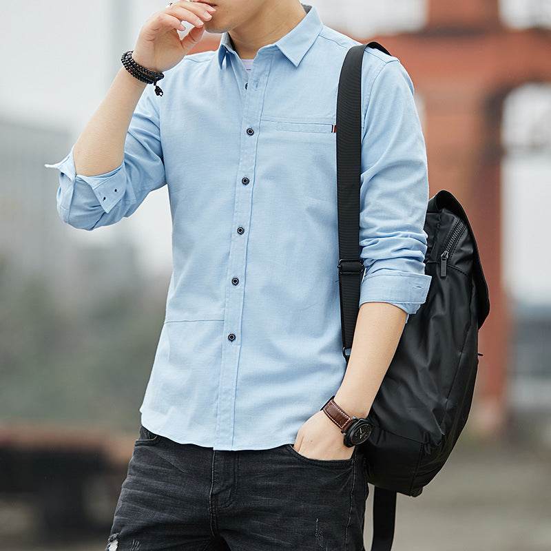 Workwear Shirt Men's Long Sleeve Spring And Autumn Retro Casual - MYLUXURY LANE ENTERPRISE