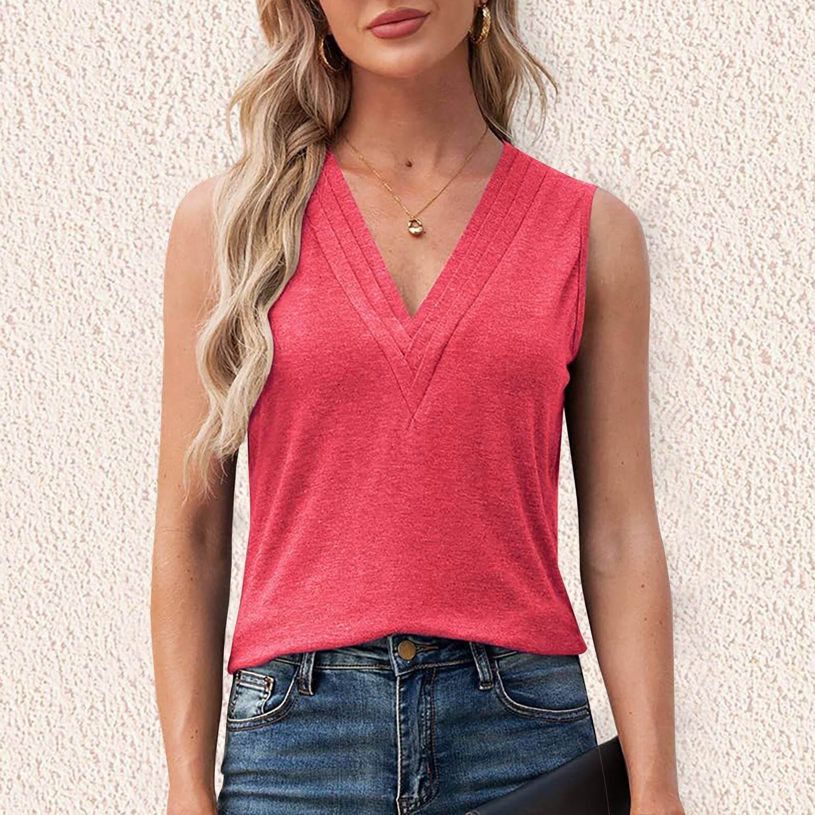 Solid Color Multi-layer Special V-neck Vest T-shirt For Women - MYLUXURY LANE ENTERPRISE