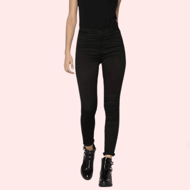 Women's Classic High Waist Royal Black Skinny Jeans - MYLUXURY LANE ENTERPRISE