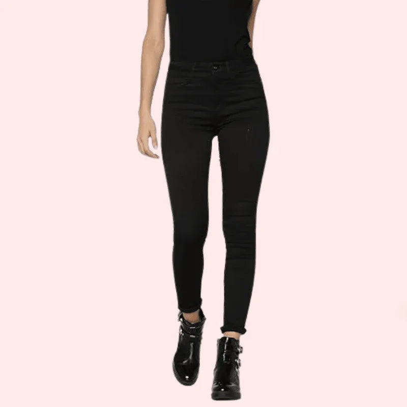 Women's Classic High Waist Royal Black Skinny Jeans - MYLUXURY LANE ENTERPRISE