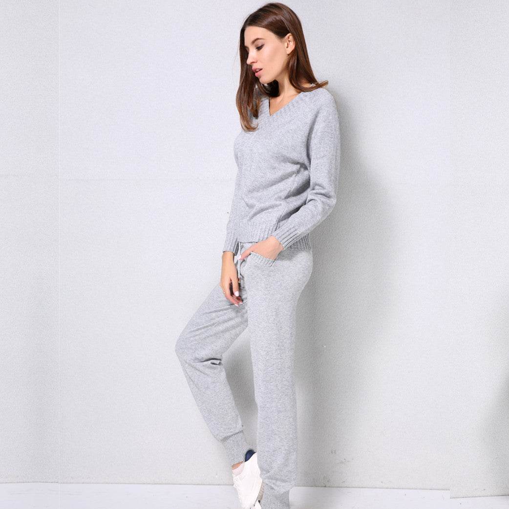 V-neck sweater and pants suit - MYLUXURY LANE ENTERPRISE