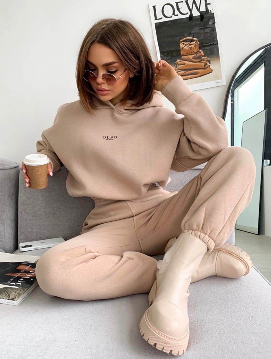 Women's Knitted Fleece Casual Suit Two-piece Set - MYLUXURY LANE ENTERPRISE
