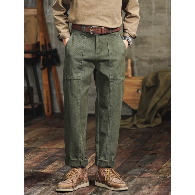 Retro Army Green Casual Pants Men's Loose Straight Cargo Pants - MYLUXURY LANE ENTERPRISE