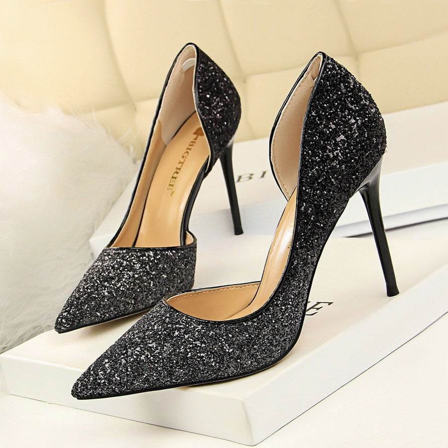 Gradient color block sequined high heels - MYLUXURY LANE ENTERPRISE