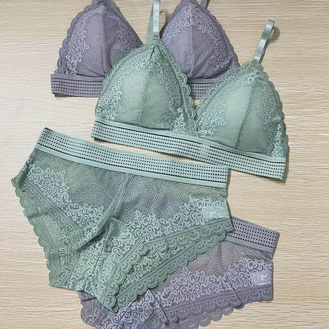 2 Sets of Sultry Lace Lingerie - Women's Sexy Cami Bra & Panties Set, Comfortable Underwear for Ladies - Soft, Breathable, and Elegant Sleepwear - MYLUXURY LANE ENTERPRISE