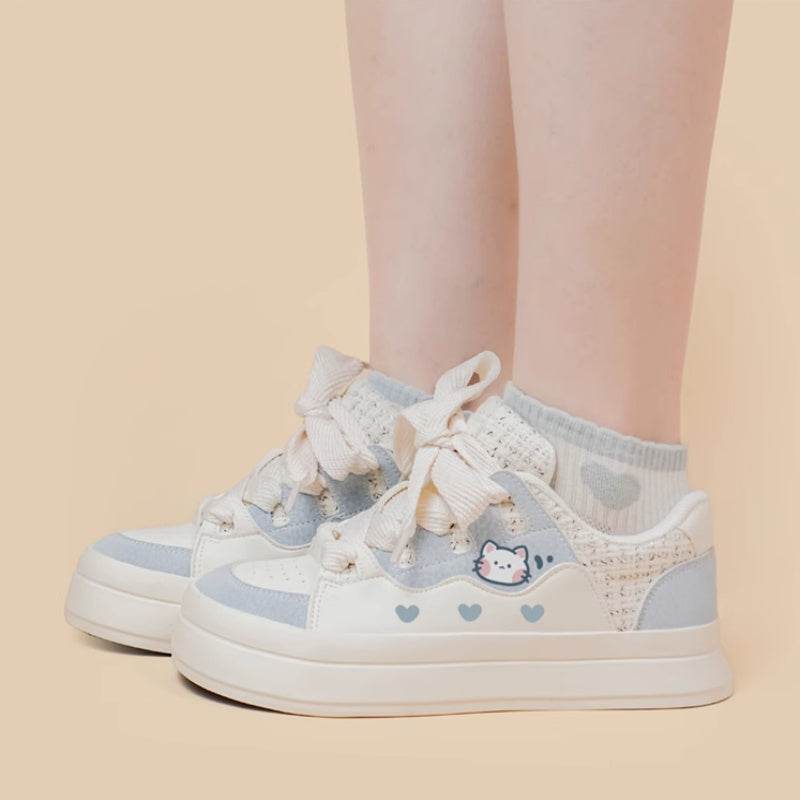 Cute Girls' Sneakers Lace-up Low-top White Shoes - MYLUXURY LANE ENTERPRISE