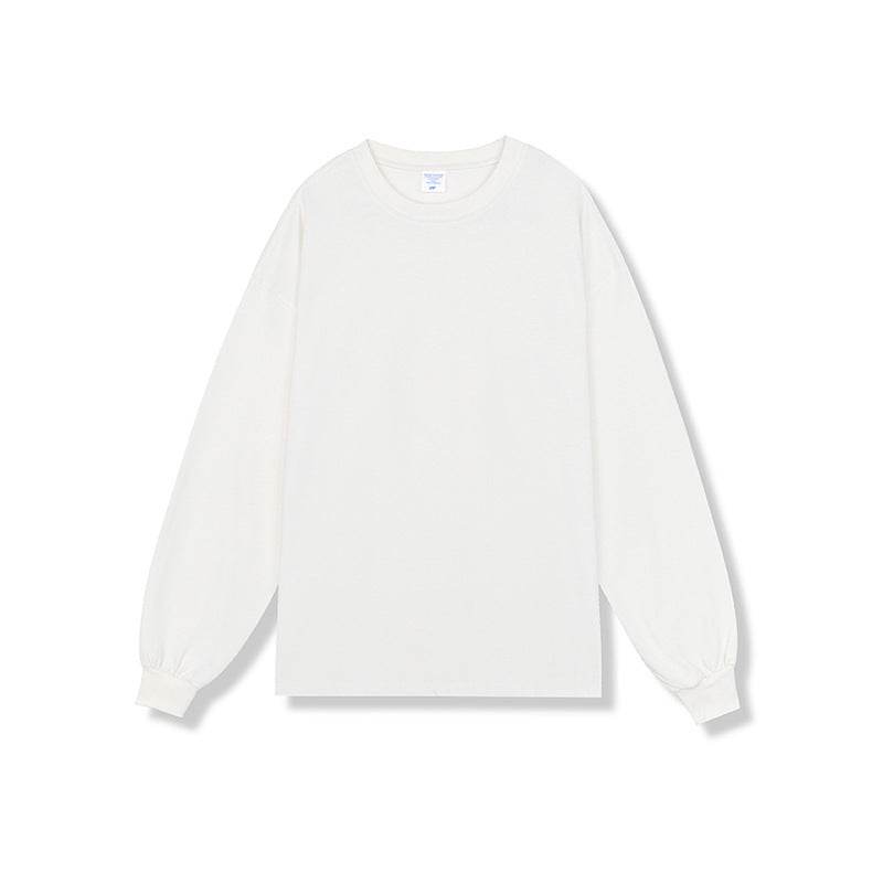 280g Solid Color Heavy Cotton Loose Basic Style Bottoming Long Sleeve T-shirt - MYLUXURY LANE ENTERPRISE